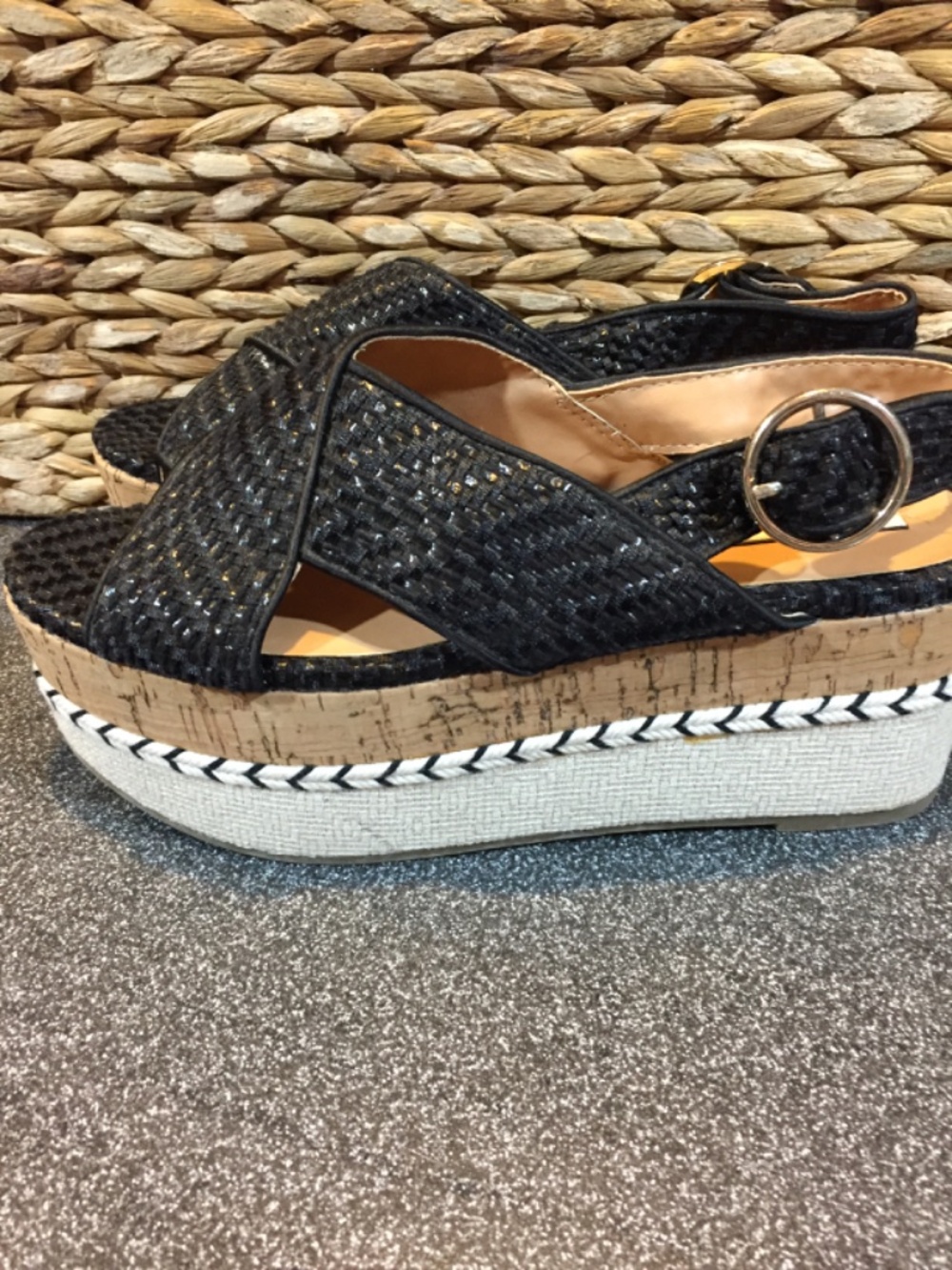Zara Trafaluc Black Woven Platform Sandals - Picture 6 of 15